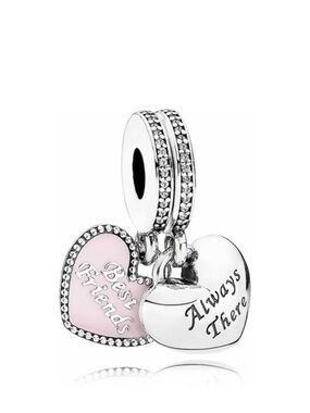 NWT, Set of 2! Authentic Pandora ‘Best Friends’ Pink & Silver Dangle Charms.